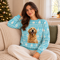 Custom Winter Holiday Pattern Blue Christmas Sweater