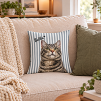Custom Striped Pet Portrait Pillow