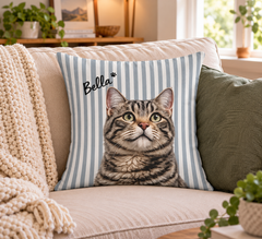 Custom Striped Pet Portrait Pillow
