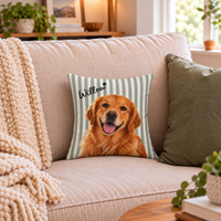 Custom Striped Pet Portrait Pillow