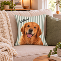 Custom Striped Pet Portrait Pillow