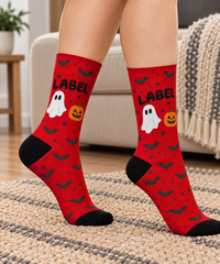 Custom Cute Ghost And Pumpkin Halloween Socks