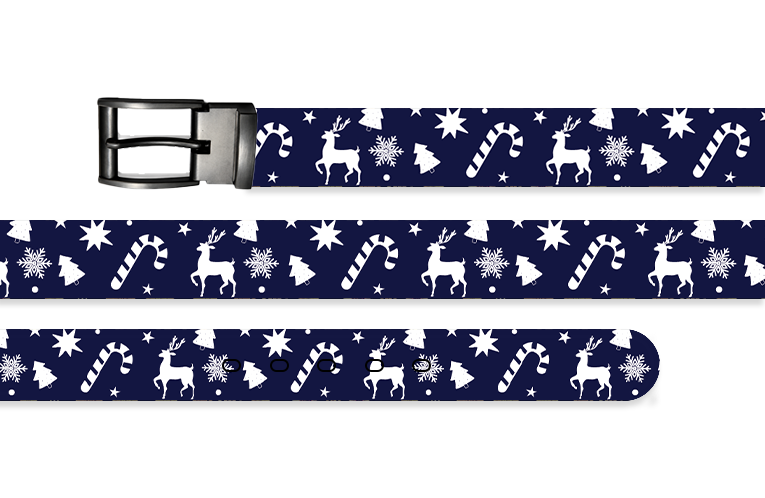 Decorative Christmas Belt Navy Blue With Metal Buckle