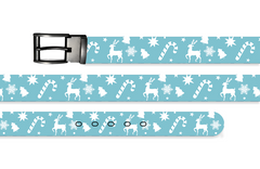 Decorative Christmas Sky Blue Belt With Metal Buckle
