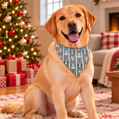 Christmas Reindeer Fair Isle Blue Pet Bandana