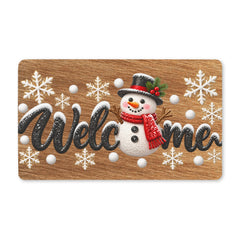 Custom Wooden Snowman Welcome Doormat