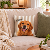 Custom Striped Pet Portrait Pillow
