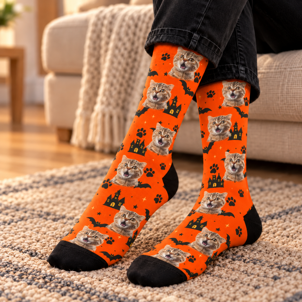 Custom Scary Pet Halloween Socks
