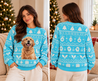 Custom Winter Holiday Pattern Blue Christmas Sweater