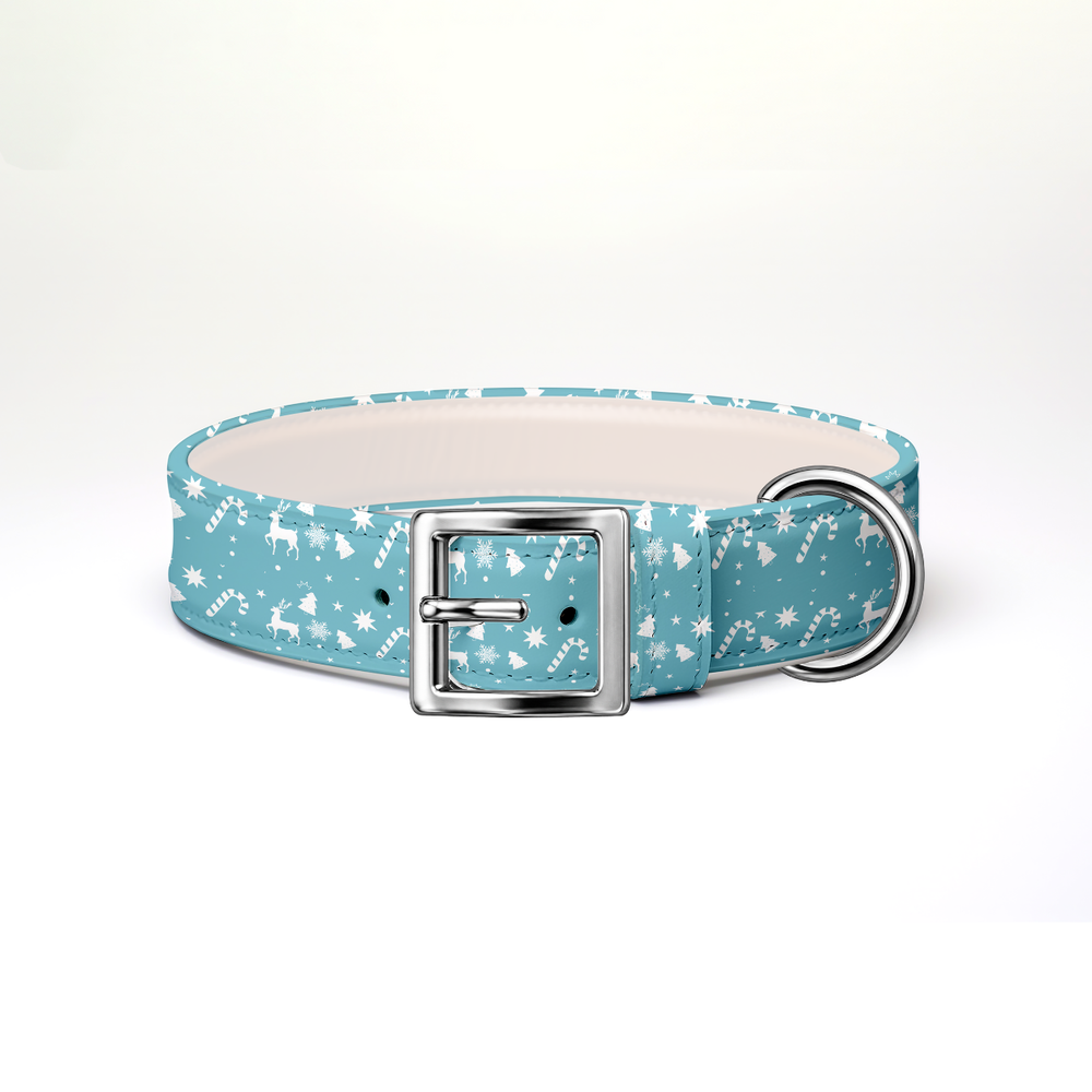 Decorative Christmas Dog Collar Sky Blue