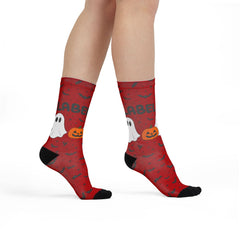 Custom Ghost And Pumpkin Halloween Socks
