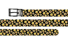 Sunny Sunflower (Black) Belt With Metal Buckle
