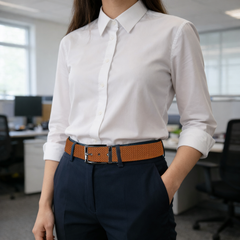 Chestnut Crescent Belt with Metal Buckle